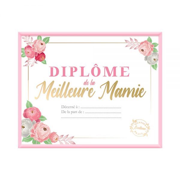 Cadre diplôme meilleure mamie