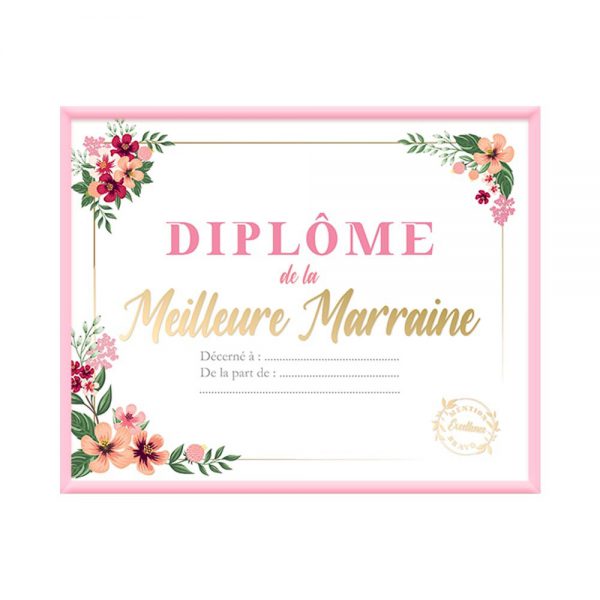 Cadre diplôme meilleure marraine